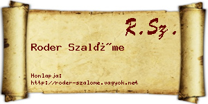 Roder Szalóme névjegykártya